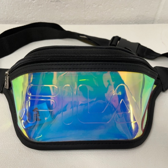 FILA Clear Iridescent Crossbody Sling Fanny/Waist Pack Belt Black Trim - Picture 9 of 10